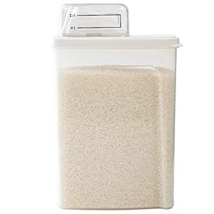 木製ライスストッカー 1000g Amazon｜計量カップ付貯蔵容器 木製 ガラス ライス貯蔵タンク お