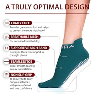 Rymora grip socks optimal design comfy cuff breathable supportive arch band seamless toe non slip