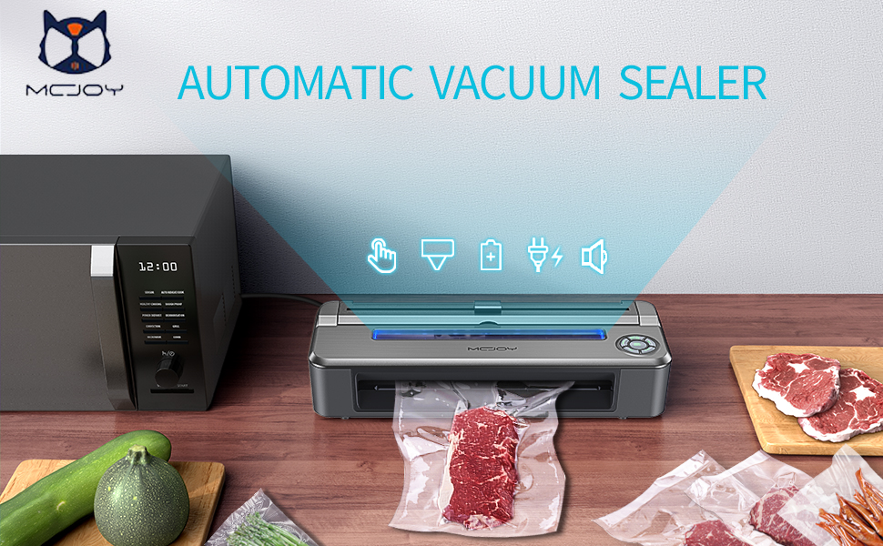 MCJOY Automatic Vacuum Sealer Machine with Automatic Cleaning System and Starter Kit