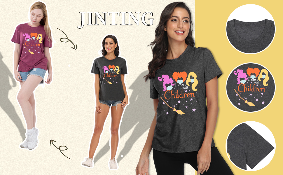 Halloween T-Shirt for Women of I Smell Children Funny Hocus Pocus Graphic Letter Printing Tops