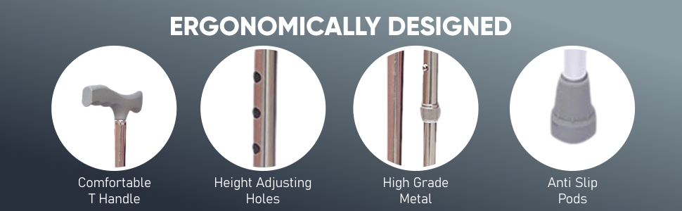 SMART CARE Men Women Collapsible Lightweight Adjustable Hand Walking Stick Balancing Aid T Handle