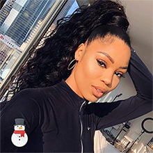 Kinky Curly Wrap Around Yaki Pferdeschwanz-Verlängerung, lang, gewellt, Kunsthaar, Clip in Pferdeschwanz