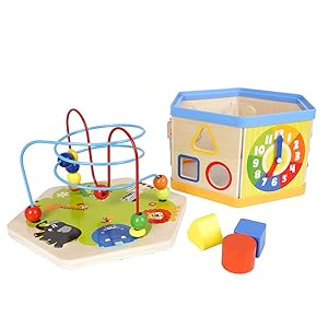 wooden activity cube