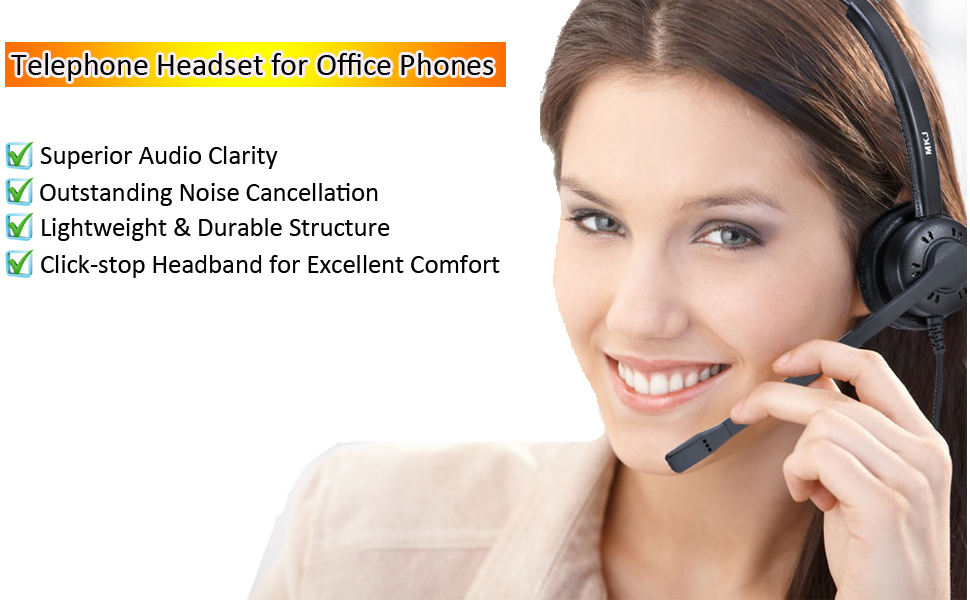 Phone Headset with 2.5mm Jack Corded Telephone Headset with