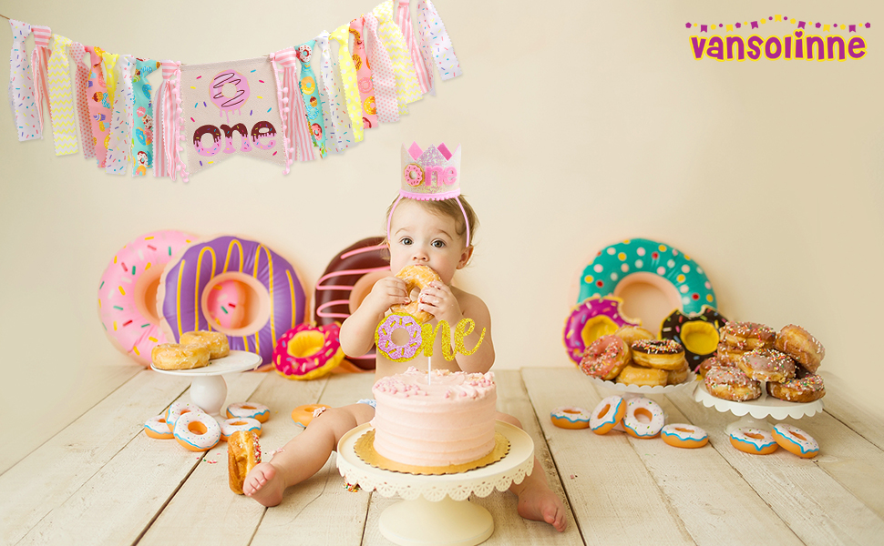 Amazon Com Donut High Chair Banner For 1st Birthday Party