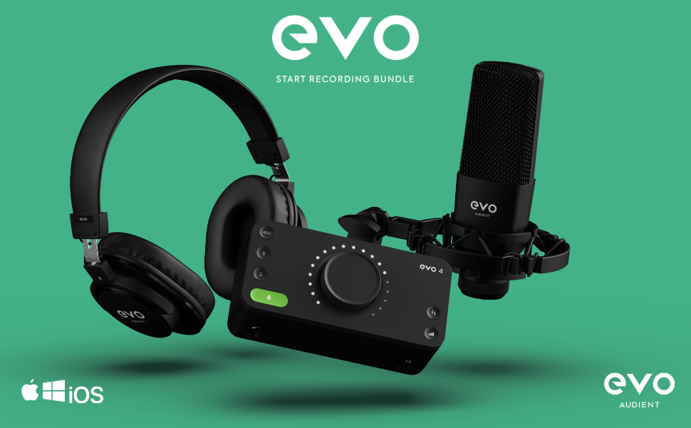 Audient EVO Start Recording Bundle with EVO 4 Audio Interface, Condenser Microphone, Headphones