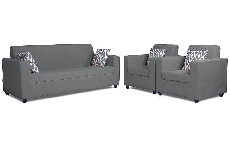 Adorn India Rio Sal High Back 311 5 Seater Sofa Set (Grey) Amazon