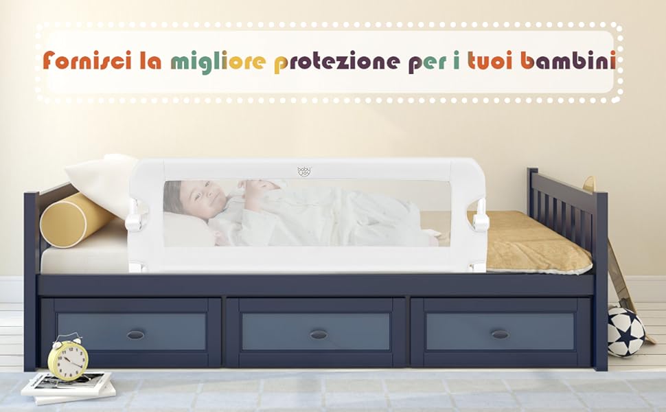 COSTWAY Sponda Di Sicurezza Da Letto, Paracolpi Barriera Letto Pieghevole Per Bambini, In Spugna, Varie Lunghezze Disponibili (Bianco, 120x40x42cm) 14 2