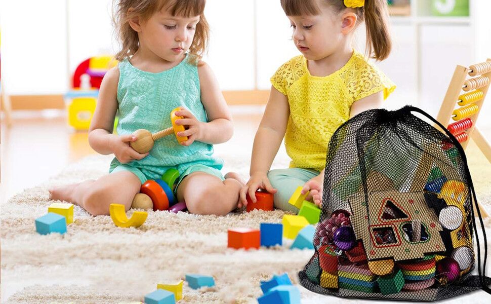 13"X15.5" 12Pcs Mesh Laundry Drawstring Bag Nylon