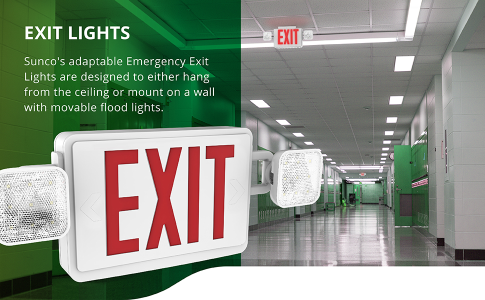 Sunco Lighting 6 Pack Double Sided LED Emergency EXIT Sign, Two LED