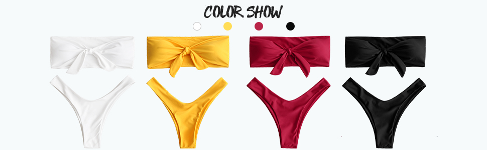 zaful knotted bandeau bikini