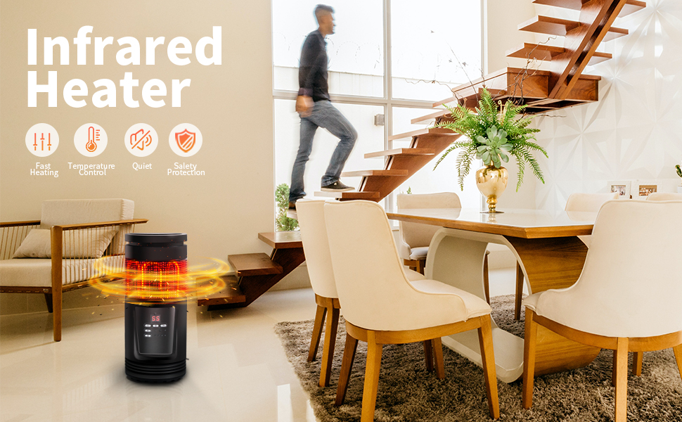 BEYOND BREEZE NTEC Infrared Heater, 1500W Electric Space Heater with 2 Heat Modes