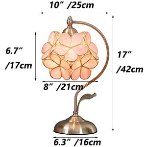 Bieye L10732 Pink Petal Flower Tiffany Style Stained Glass Table Lamp