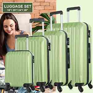 green luggage set