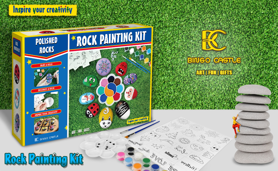 Bingo Castle Rocks for Painting, Art Supplies Rock Painting Kit for