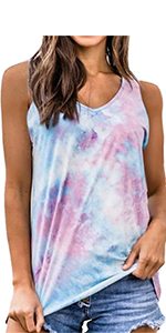 Women Tie-Dye Gradient Rainbow Tank Top
