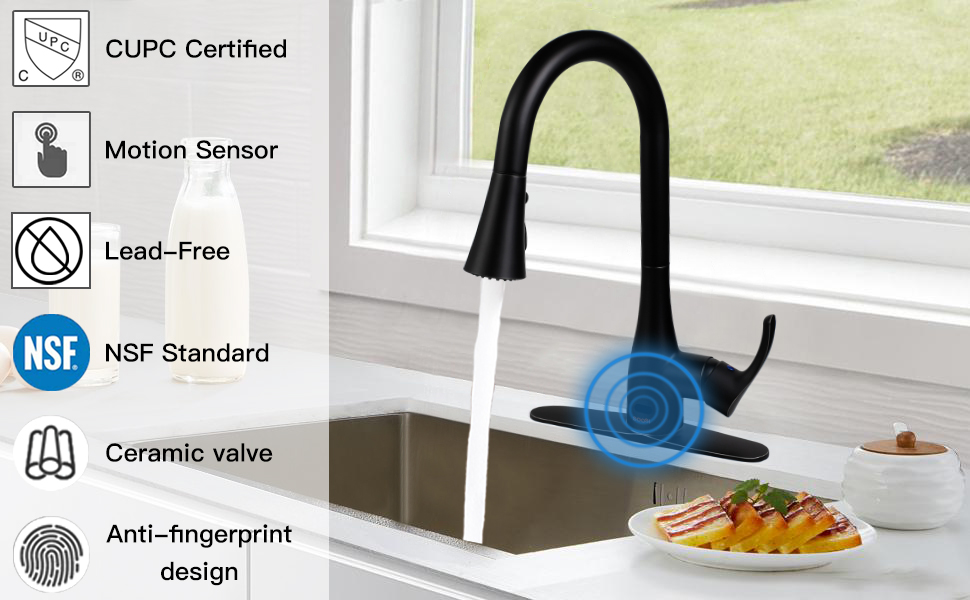 Motion Sensor Automatic Kitchen Faucet Touchless,Soosi Pull Down