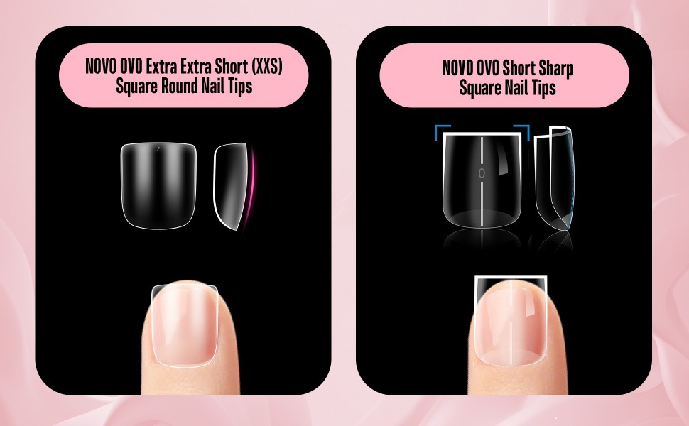 Extra Extra Short (XXS) Square Round Nail Tips