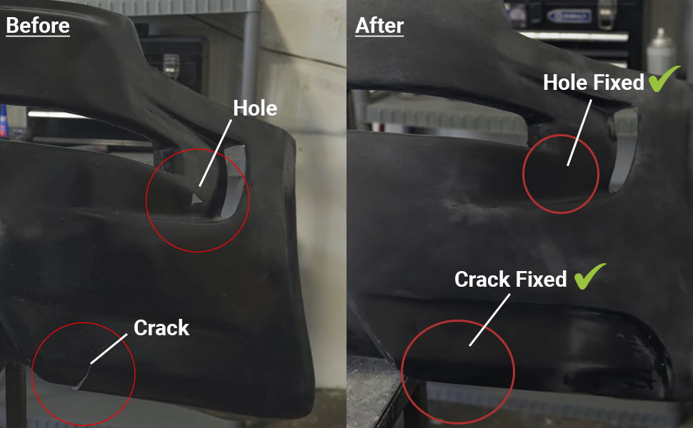 Before and After Results Vicrez Plastic Repair Adhesive