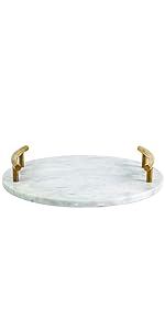 white round marble tray