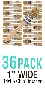 36pk - 1&#34; Wide Bristle Chip Brushes