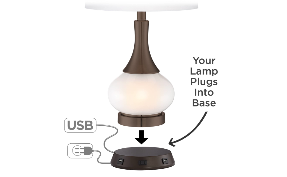 Modern Workstation Table Lamp Base with USB and AC Power Outlet