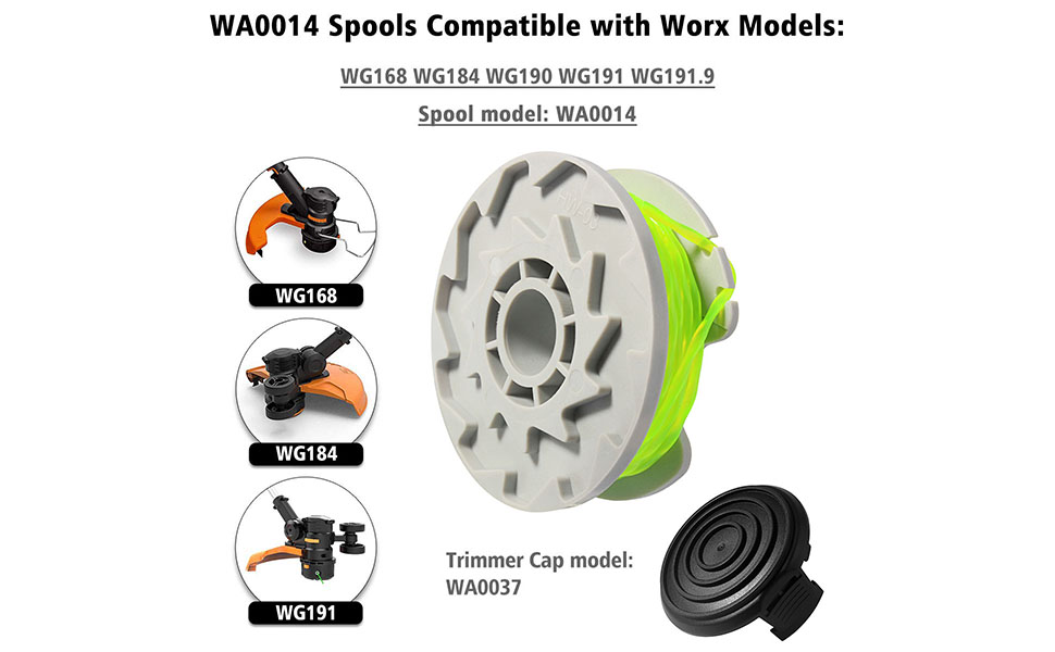 THTEN WA0014 Trimmer Replacement Spools for Worx WG168