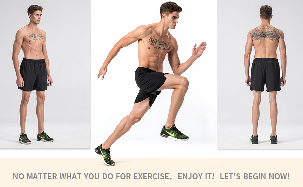 NAVISKIN Men's 5 inches Running Shorts Quick Dry Workout