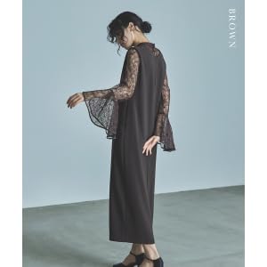 Amazon.co.jp: [niana] ベルスリーブスリットドレス パーティードレス