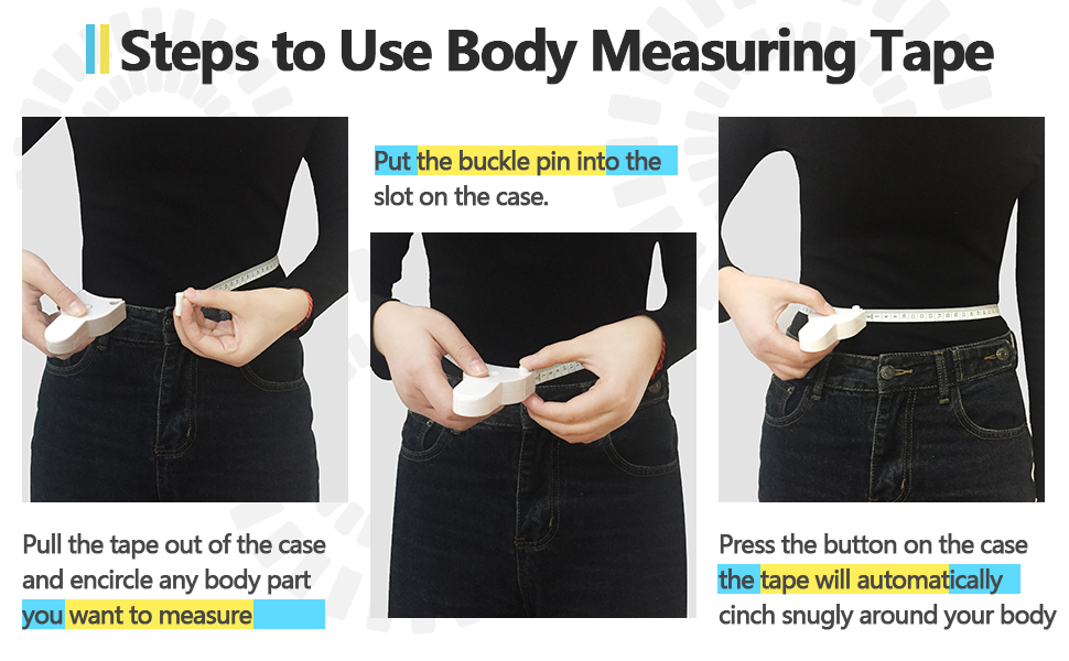 Body Measuring Tape, Tape Measure for Body Measuring, Retractable Body Measurement Soft Cloth Fabric Tape Kit for Weight Loss, Lock Pin and Push Button, 60 inch/150cm 13 Measuring Tape for Body