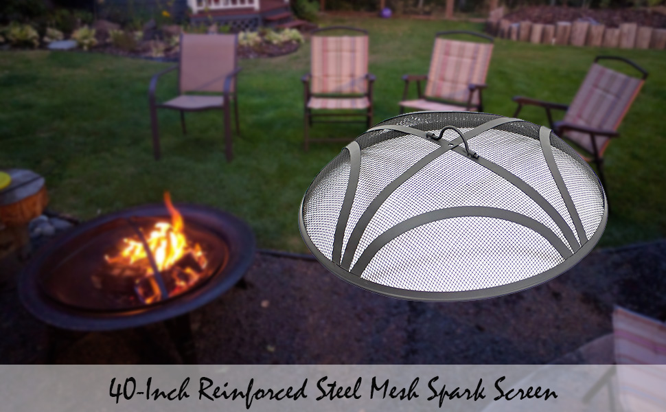 Sunnydaze Reinforced Steel Mesh Fire Pit Spark Screen Round Fire Pit