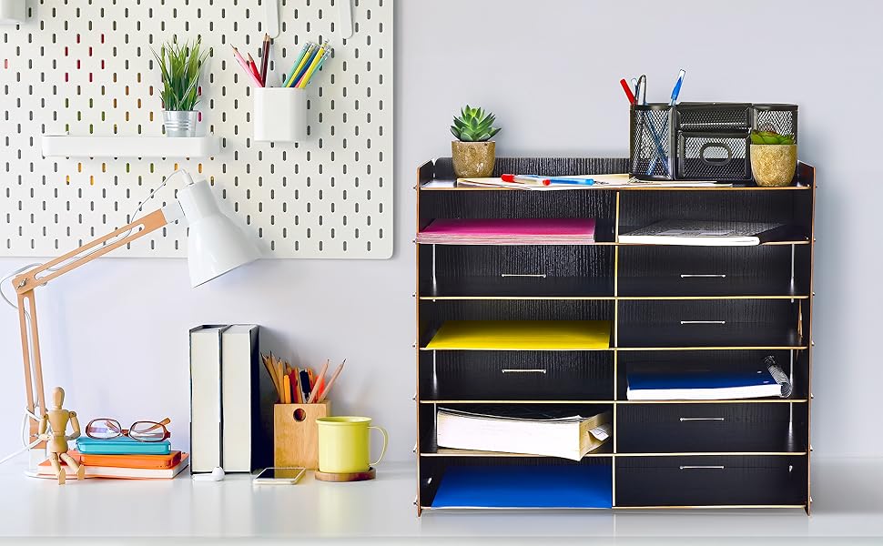 Adir Wood Paper Storage Organizer Construction Paper Storage Vertical File Mail