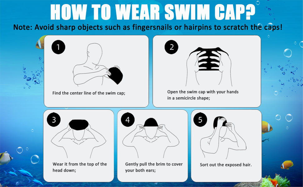 Swim Cap, 2 Pack Durable Silicone Swimming Caps for Kids