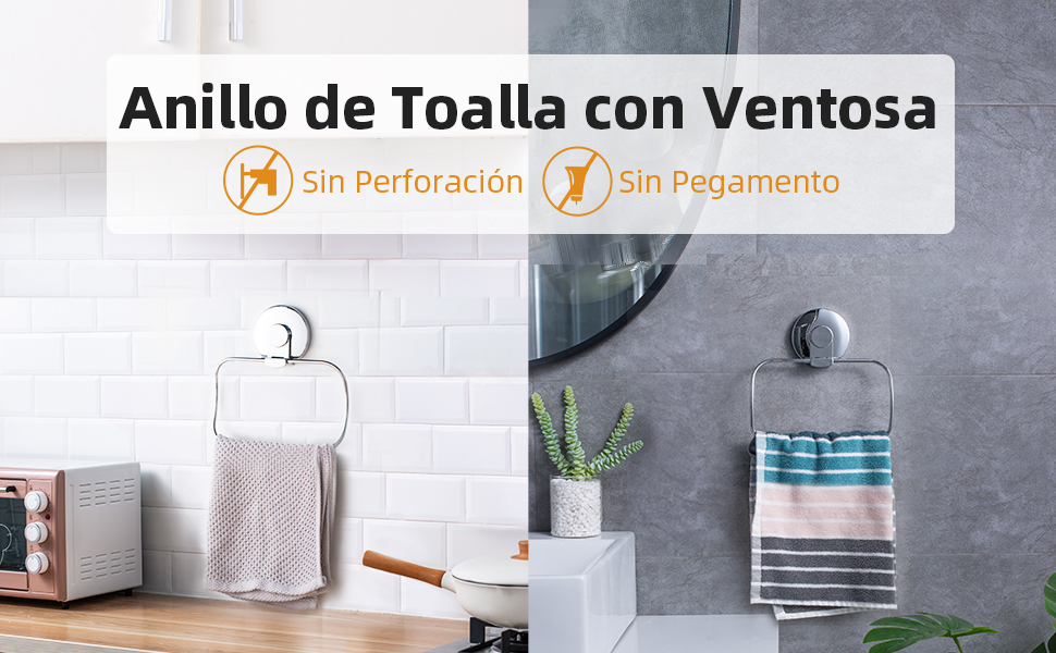 LEVERLOC Toallero Anilla Ventosa Toallero Anilla Montado en ...