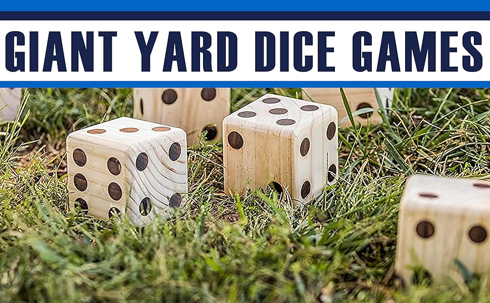 Giant Wooden Set of 6 Yard Dice with Yardkle and Yardzee