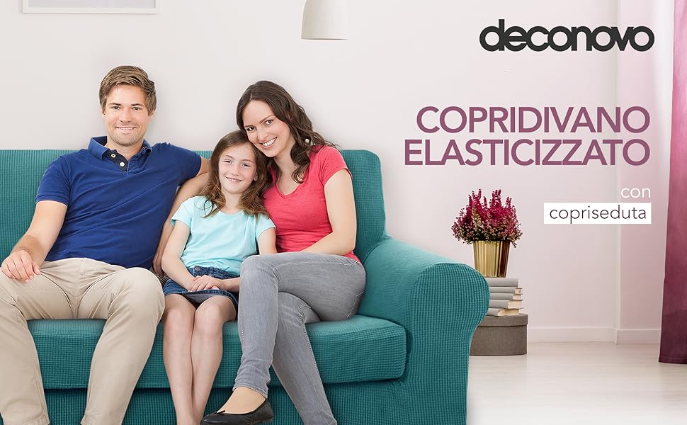 Deconovo Copridivano In Elastico Universale Con Bassetti 2 Posti - Turchese 10 copridivano