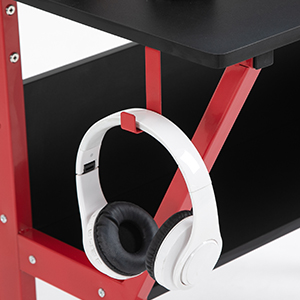 Computer desk with headphone hook