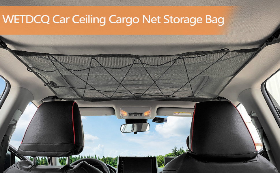 WETDCQ Car Ceiling Cargo Net Pocket Car Roof Adjustable Interior Cargo Net Mesh