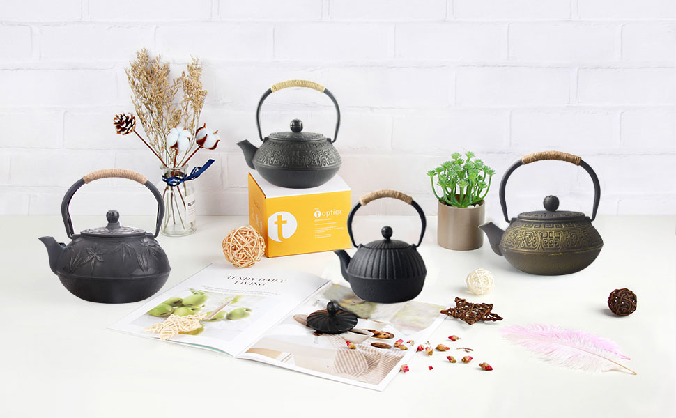 Hwagui Chinese Cast Iron Teapot with Tea Infuser, Iron