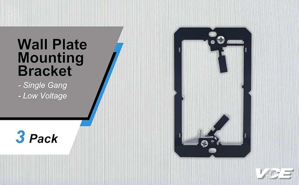 VCE Low Voltage Mounting Bracket (1 Gang,3 Pack) for Single Gang Wall Plate, Telephone Wires