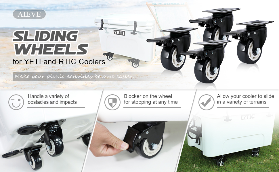 AIEVE Cooler Wheel, 4 Pack Heavy Duty Universal Cooler