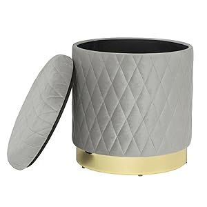 WOLTU Dressing Table Stools Storage Ottoman Box Round Pouffe Seat Bedroom Vanity 14 FRONT