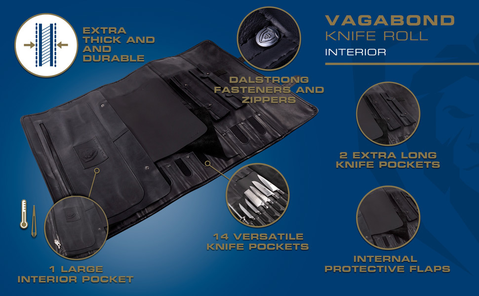 Dalstrong Vagabond Knife Roll Full & Top Grain Brazilian