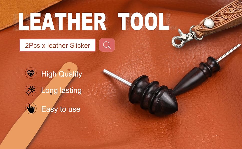 Yangoutool Leather Burnishing Tool with Pointed Tip, Slicker Attachment