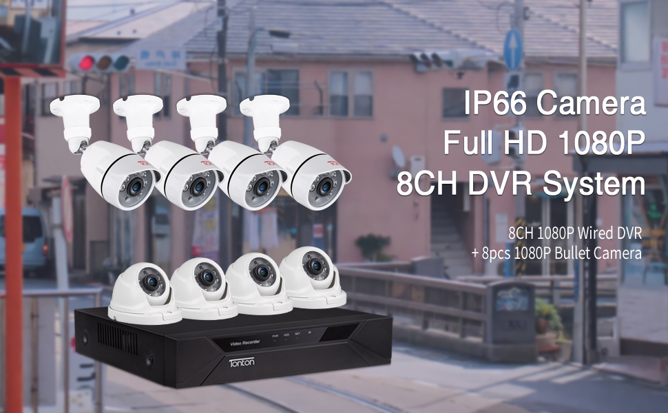 Tonton 8CH Full HD 1080P Security Camera System,5in1