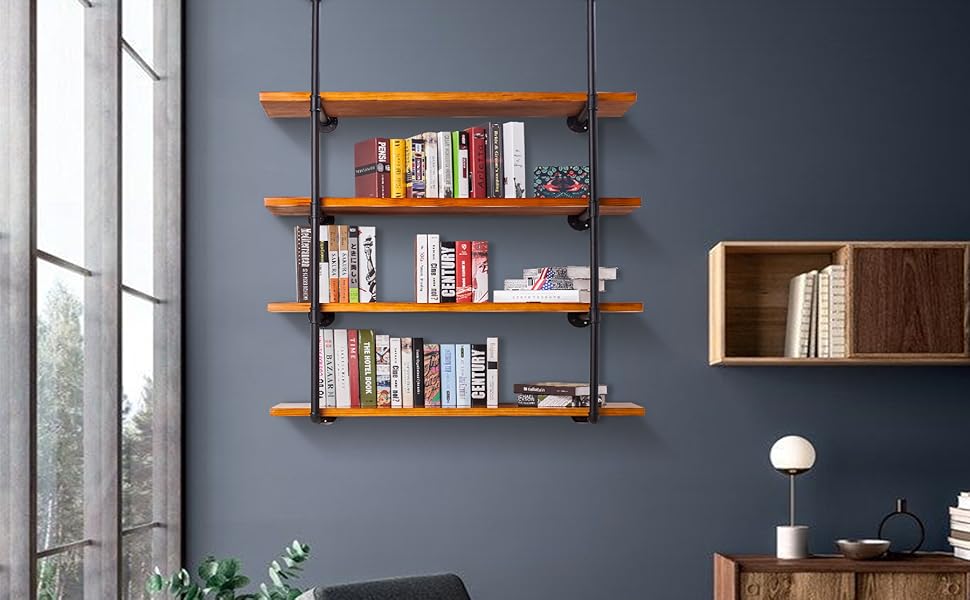 Industrial Pipe Shelf Kit, Elibbren Retro Wall Mount