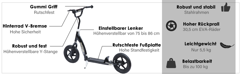 Tretroller Cityroller Kinder Roller Scooter höhenverstellbar
