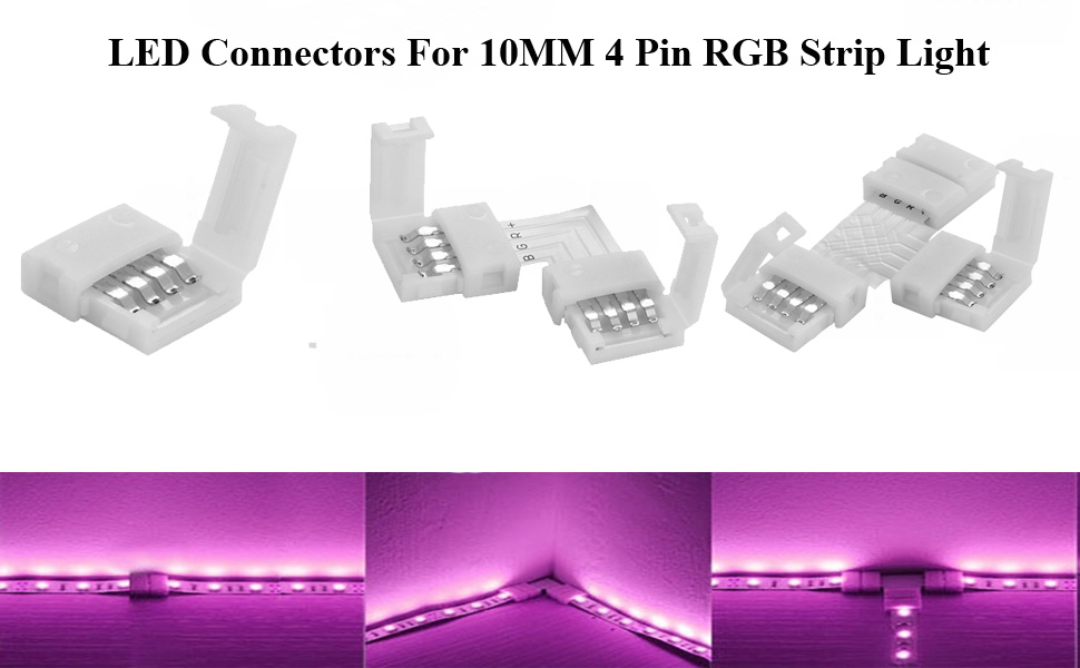 4Pin RGB LED Strip Lights Connectors 10mm Unwired Gapless Solderless