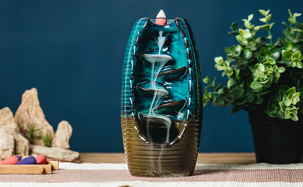 Quemador de Incienso de cerámica con 150 Conos, Soporte de Incienso de  reflujo en Cascada, Adorno de aromaterapia, decoración Zen, decoración del  hogar, decoración de la habitación : Amazon.es: Hogar y cocina