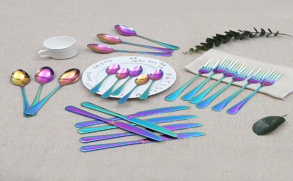 Lightahead 24pcs Rainbow colored Iridescent Stainless